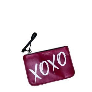 Victoria's Secret Bag XOXO Red White Travel Purse Zipper Clutch Wristlet VS Good